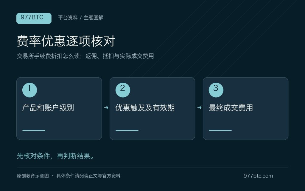 交易所手续费折扣怎么读：返佣、抵扣与实际成交费用；主题示意配图