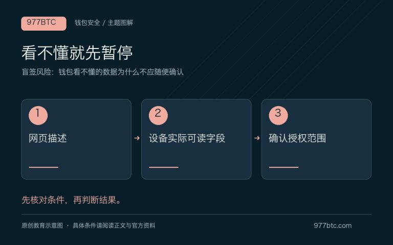 盲签风险：钱包看不懂的数据为什么不应随便确认；主题示意配图